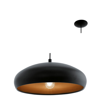 EUROLUX Mogano 1 Pendant - 1 Light - 400mm Steel - Black - P685B