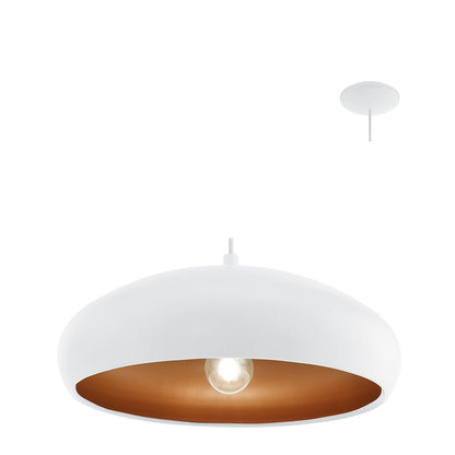 EUROLUX Mogano 1 Pendant - 1 Light - 400mm Steel - White - P685W