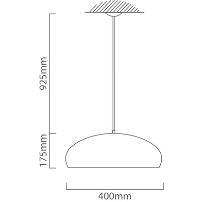 EUROLUX Mogano 1 Pendant - 1 Light - 400mm Steel - White - P685W