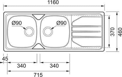 Double Bowl Kitchen Sink - Inset/ Drop-In - Stainless steel - Franke Nouveau NVN 621