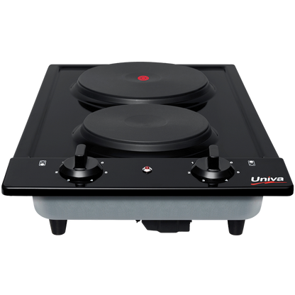 UNIVA UDH02B -  2 Plate 30cm Built-in Domino Electric Hob - Black