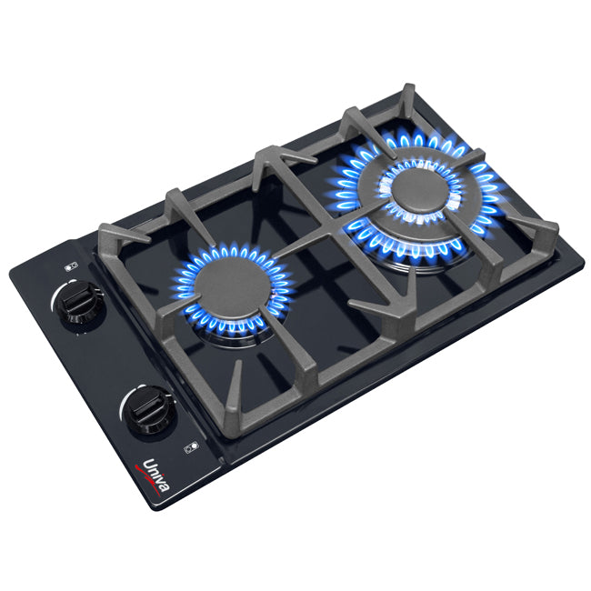 UNIVA UGH02B -  2 Burner 30cm Built-in Domino Gas Hob - Black