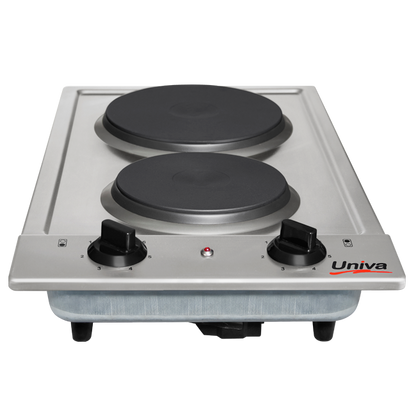 UNIVA UDH02S -  2 Plate 30cm Built-in Domino Electric Hob - Stainless Steel