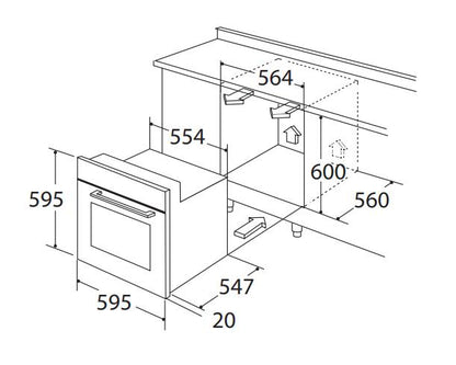 FALCO 60CM Eye Level Oven, 7 Function-BIL67TB2-B1