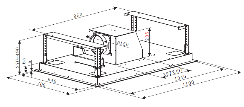 FALCO 110cm Black Glass Ceiling  Extractor (Touch Control + Remote Control) - Built-in -FAL-100-38ABL