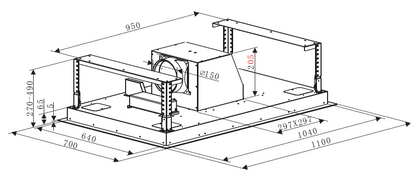 FALCO 110cm Black Glass Ceiling  Extractor (Touch Control + Remote Control) - Built-in -FAL-100-38ABL