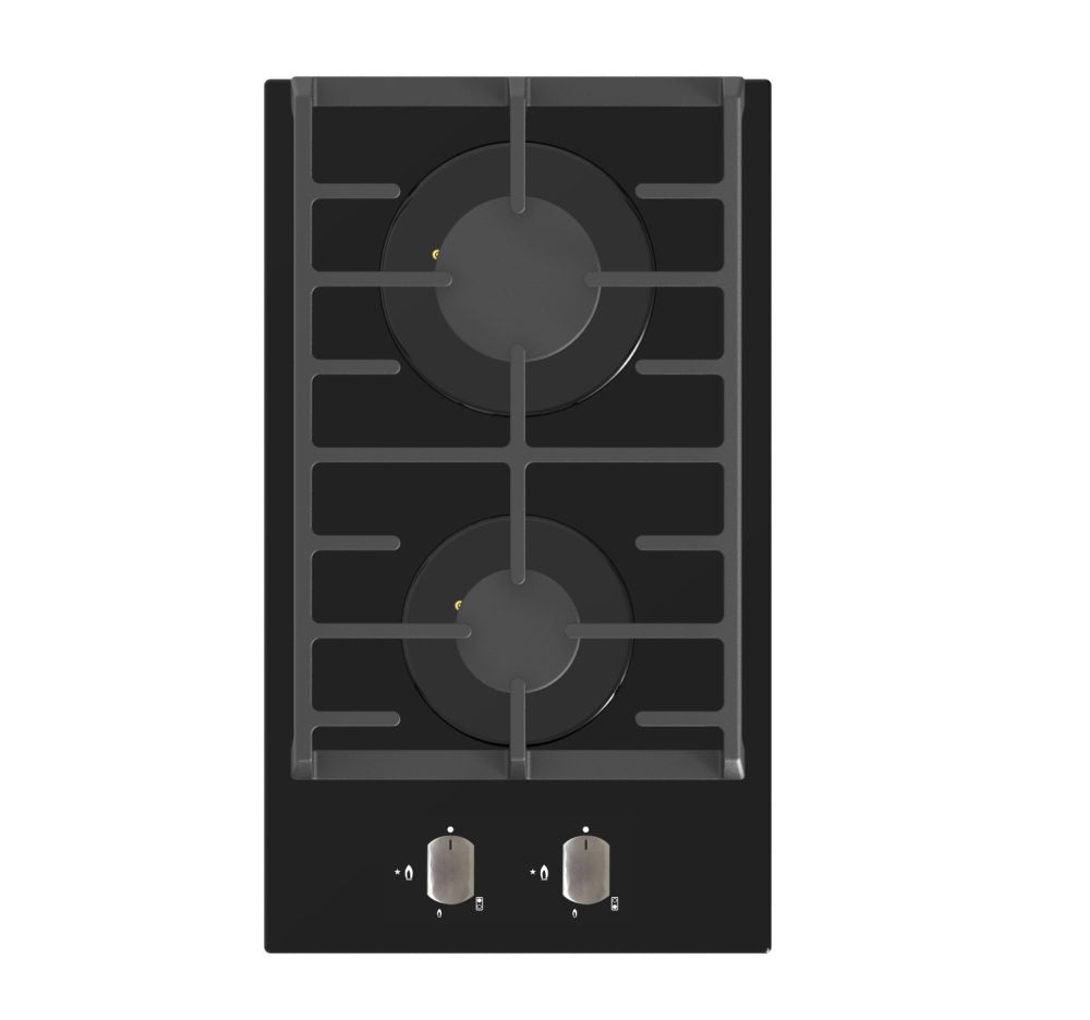 Falco 30cm 2 Plate Black Glass Gas Hob FAL-BGH-30