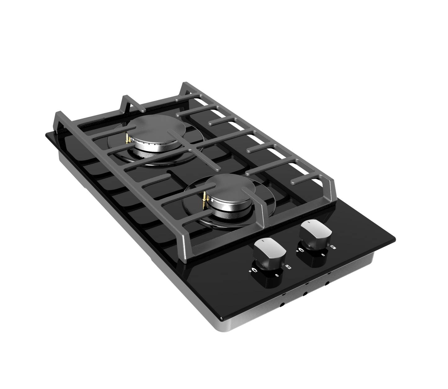 Falco 30cm 2 Plate Black Glass Gas Hob FAL-BGH-30