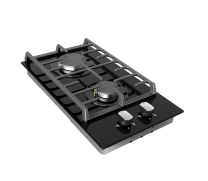 Falco 30cm 2 Plate Black Glass Gas Hob FAL-BGH-30