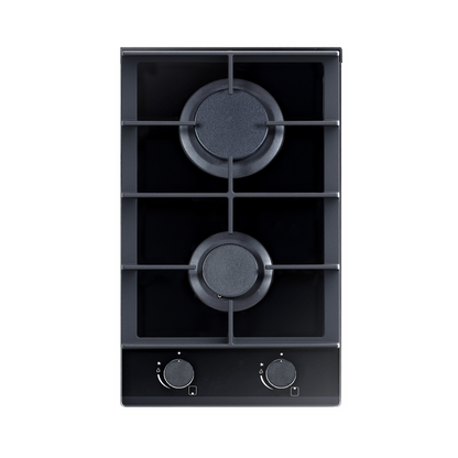 SNAPPY CHEF 30cm 2 Burner Gas Hob - Tempered Glass - Black - SCG003