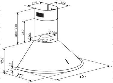 FALCO 60cm Wall Mount EXTRACTOR - FAL-60-55RDS