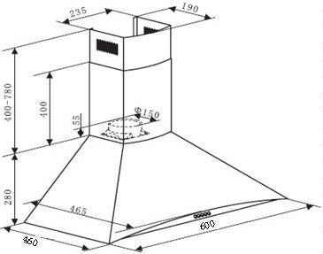 FALCO 60cm Wall Mount EXTRACTOR - FAL-60-55SLS