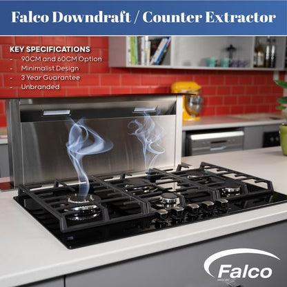 FALCO 90cm Downdraft Extractor - Built-in / Countertop - FAL-90-DDG