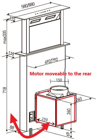 FALCO 90cm Downdraft Extractor - Built-in / Countertop - FAL-90-DDG