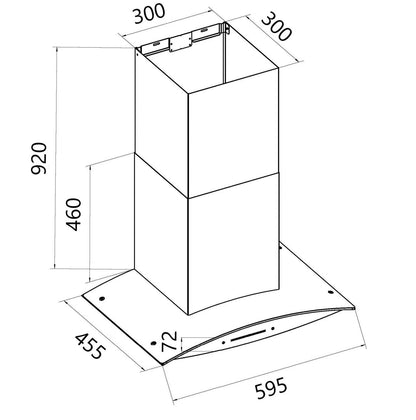 FALCO 60CM Curved Glass Stainless Chimney Extractor FAL-6068