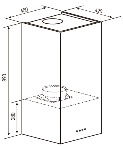 Falco 45cm Square Wall Mounted Stainless Steel Extractor - FAL-45-SQS