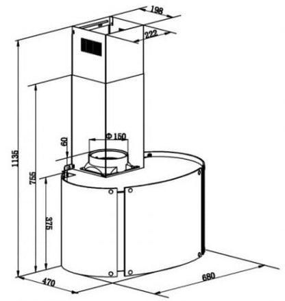 Falco 70cm Wall Mounted Glass Oval Colour EXTRACTOR - FAL70GW