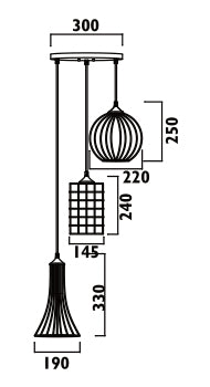 Radiant JC157-BL - Pendant Light - 230V E27 3X14W 3-Lights - Artisans Trade Depot