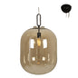 EUROLUX Glass Pendant - 1 Light - 450mm Matt Black/Cognac Glass - P1109CG