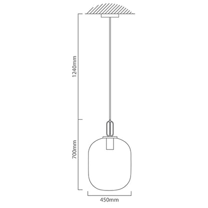 EUROLUX Glass Pendant - 1 Light - 450mm Matt Black/Cognac Glass - P1109CG