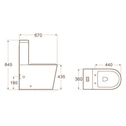 VAAL Entice Rimless Close-Couple Toilet Suite - Top Flush