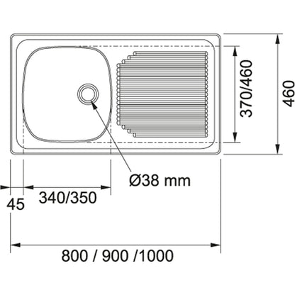 Trendline 711 "Drop On" Kitchen Sink - 1000mm x 460mm - Artisans Trade Depot