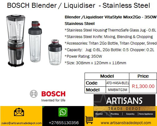 BOSCH Blender / Liquidiser Trade 350W Mixx2Go - VitaStyle – steel Stainless Artisans - Depot