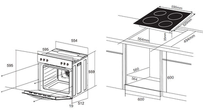 FALCO 60CM Combi Oven & Ceran Hob Set, 4 Function (Stainless Steel) - CM6602-A1-SS03