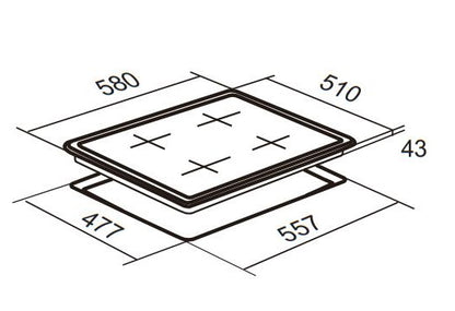 Falco 60cm Black Glass Gas Hob FAL-BGH-60