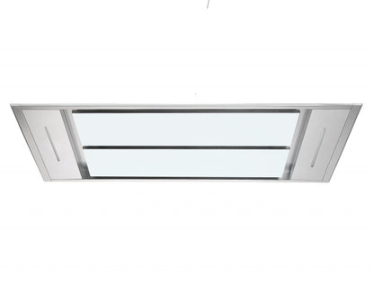 FALCO 110cm White Glass & Stainless Steel Ceiling  Extractor (Electronic Button with LED Display + Remote Control) - Built-in -FAL-110-CEWG