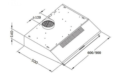 90CM Cookerhood Stainless Steel LED FAL-90-MH10STL