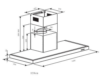 Falco 120cm Flat Type Stainless Steel  Chimney Extractor FAL-90-2245SG