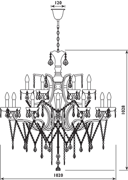 Radiant JP502 Chandelier-230V - ASH 12+6-Light - Artisans Trade Depot